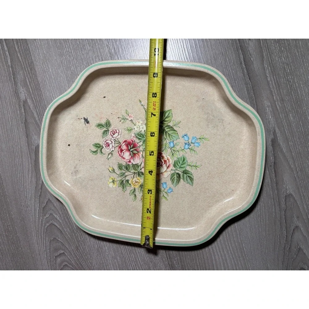 Vintage Avon Metal Vanity Tray Made England Floral Rose Cottagecore Shabby Chic